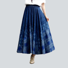 Bohemian flared denim skirt