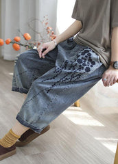 Pantalones vaqueros bordados en azul bohemio