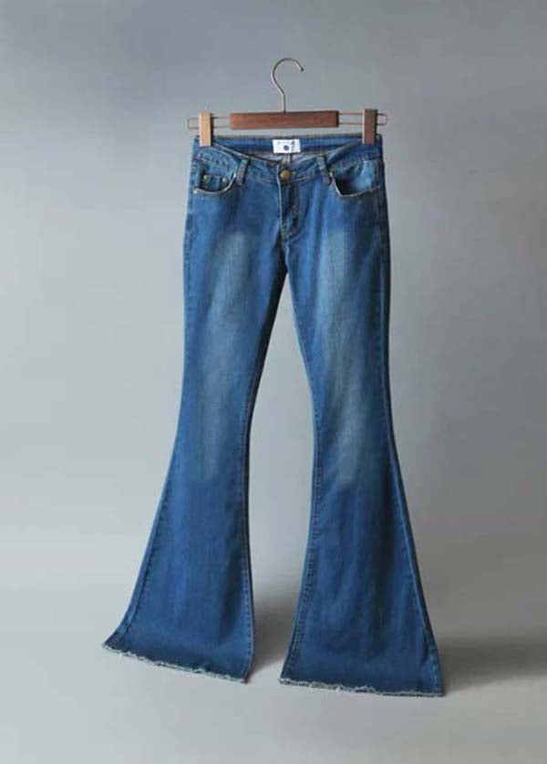 Boho Blue High Waist Slim Fit Denim Flared Trousers