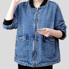 Boho embroidered women jean jacket