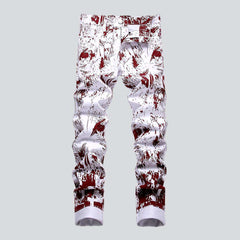 Weiße Herrenjeans mit Bordo-Print