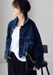 Boutique Blue Peter Pan Collar Button Cotton Denim Coat all