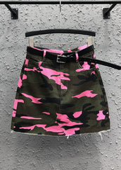 Boutique Rose – Patchwork-Jeansrock mit Camouflage-Taschen