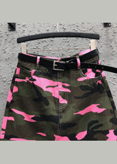 Boutique Rose Camouflage Pockets Patchwork Denim Skirt