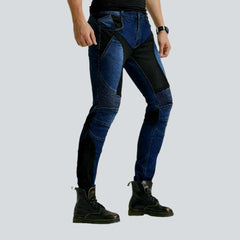 Breathable mesh men moto jeans