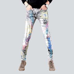Bright color print men jeans