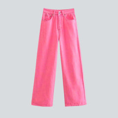 Bright pink women baggy jeans