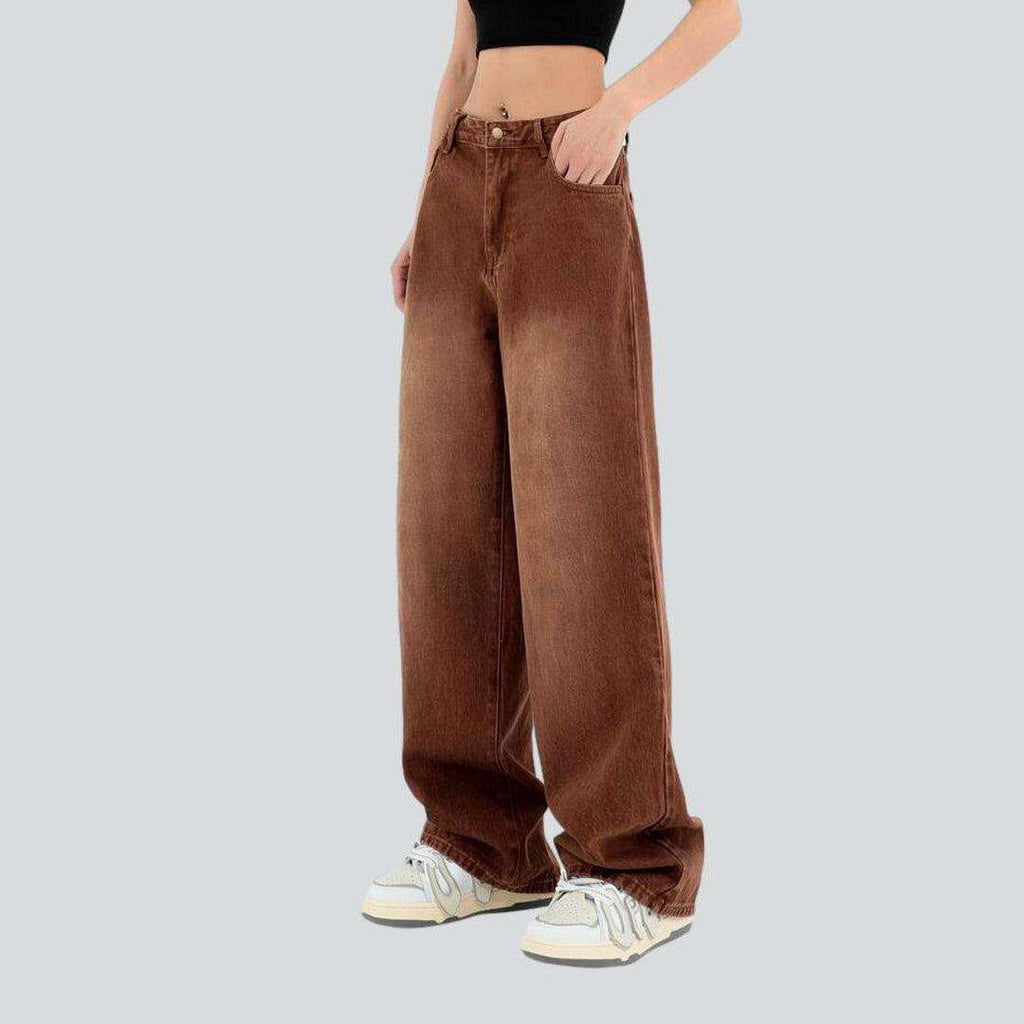 Brown color women's baggy jeans – Rae Jeans