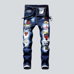 Bull embroidery men jeans