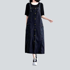 Buttoned black women denim dress