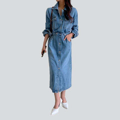 Buttoned long women denim dress