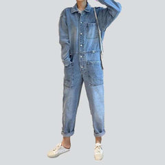 Buttoned women jeans overall