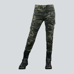 Camouflage Khaki Damen Bikerjeans