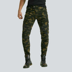 Camouflage men biker denim pants