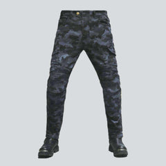 Camouflage print men moto jeans