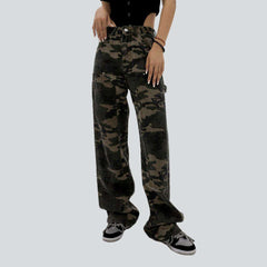 Gerade geschnittene Jeans für Damen mit Camouflage-Print