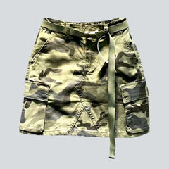 Camouflage urban cargo denim skirt