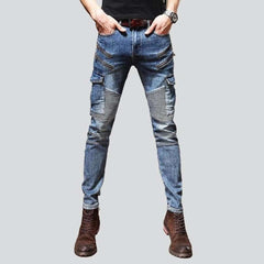 Cargo biker jeans with zippers