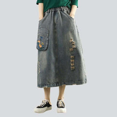 Cargo Vintage Damen Jeansrock