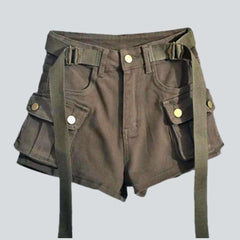 Shorts vaqueros cargo de pierna ancha para mujer