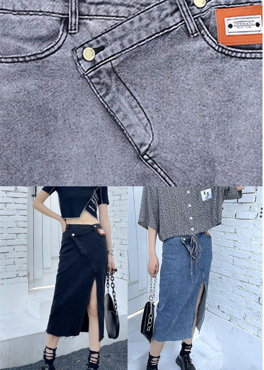 Casual Black High Waist Denim Casual Skirts