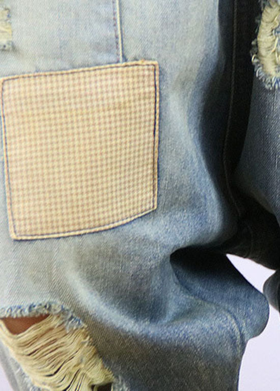 Casual Blue pockets Patchwork denim