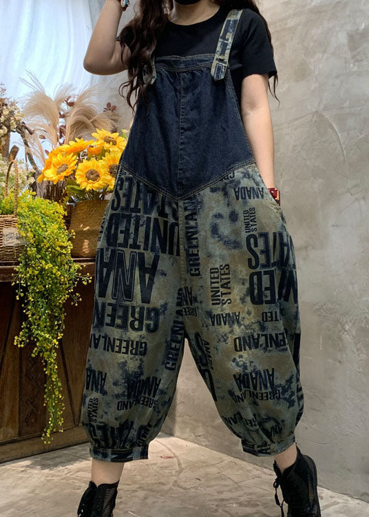 Lässiger blauer Overall aus feinem grafischem Denim