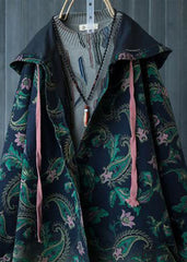 Lässiger grüner Trenchcoat aus Baumwolldenim mit Farbverlauf und Kapuze