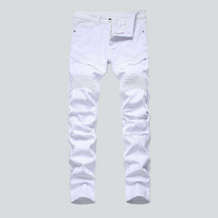 Casual men moto denim pants