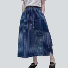 Casual striped women denim skirt