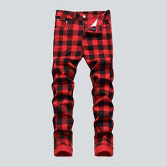 Checkered red men jeans