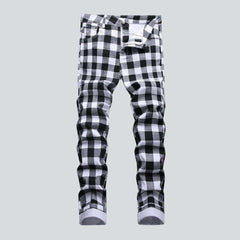 Checkered white men jeans