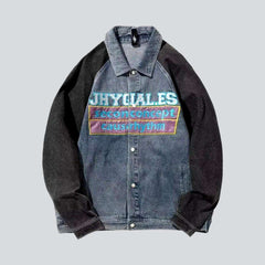 Chest inscriptions print denim jacket