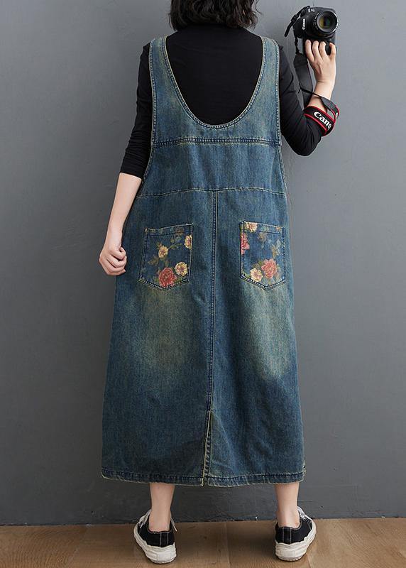 Chic Denim Blue Print Casual Pants Plus Size Jumpsuit Pants