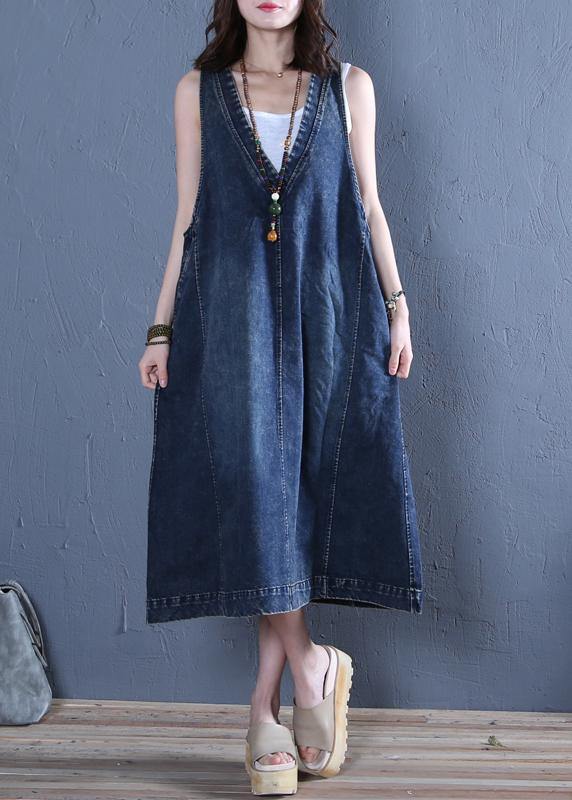 Chic v neck sleeveless cotton Ideas denim blue cotton robes Dresses