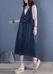 Chic v neck sleeveless cotton Ideas denim blue cotton robes Dresses