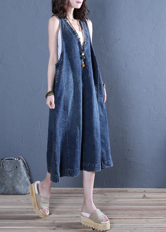 Chic v neck sleeveless cotton Ideas denim blue cotton robes Dresses