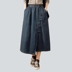 Chinese style long jeans skirt