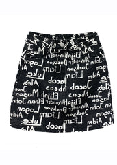 Classy Black High Waist Graphic Print Denim Hip Wrap Skirts