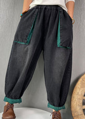 Pantalones vaqueros elegantes con bolsillos y cintura elástica en color negro