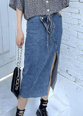 Classy Blue asymmetrical design Skirts Denim Casual