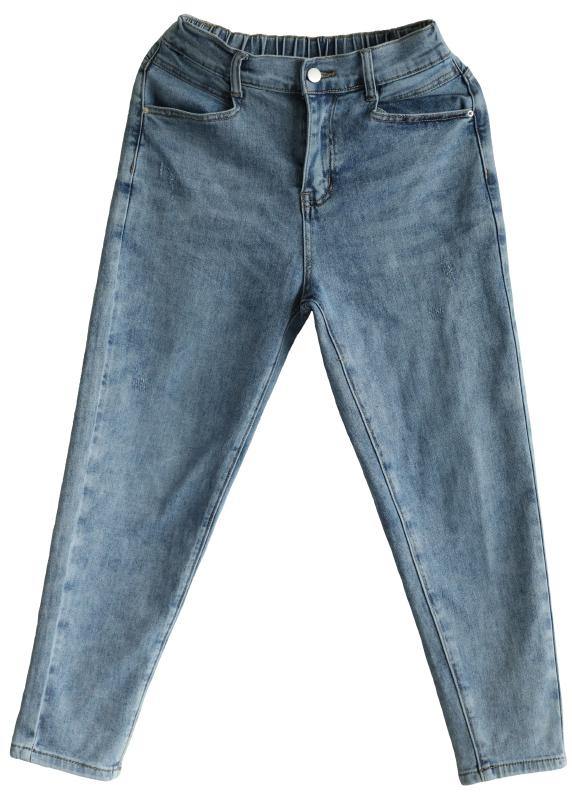 Classy Denim Blue Patchwor Cotton Pants