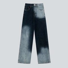 Cloud bleach baggy women jeans