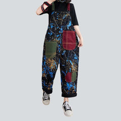 Color pocket painted denim overall