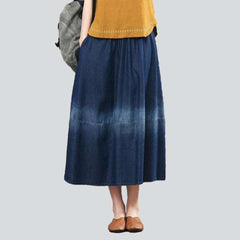 Contrast band long denim skirt