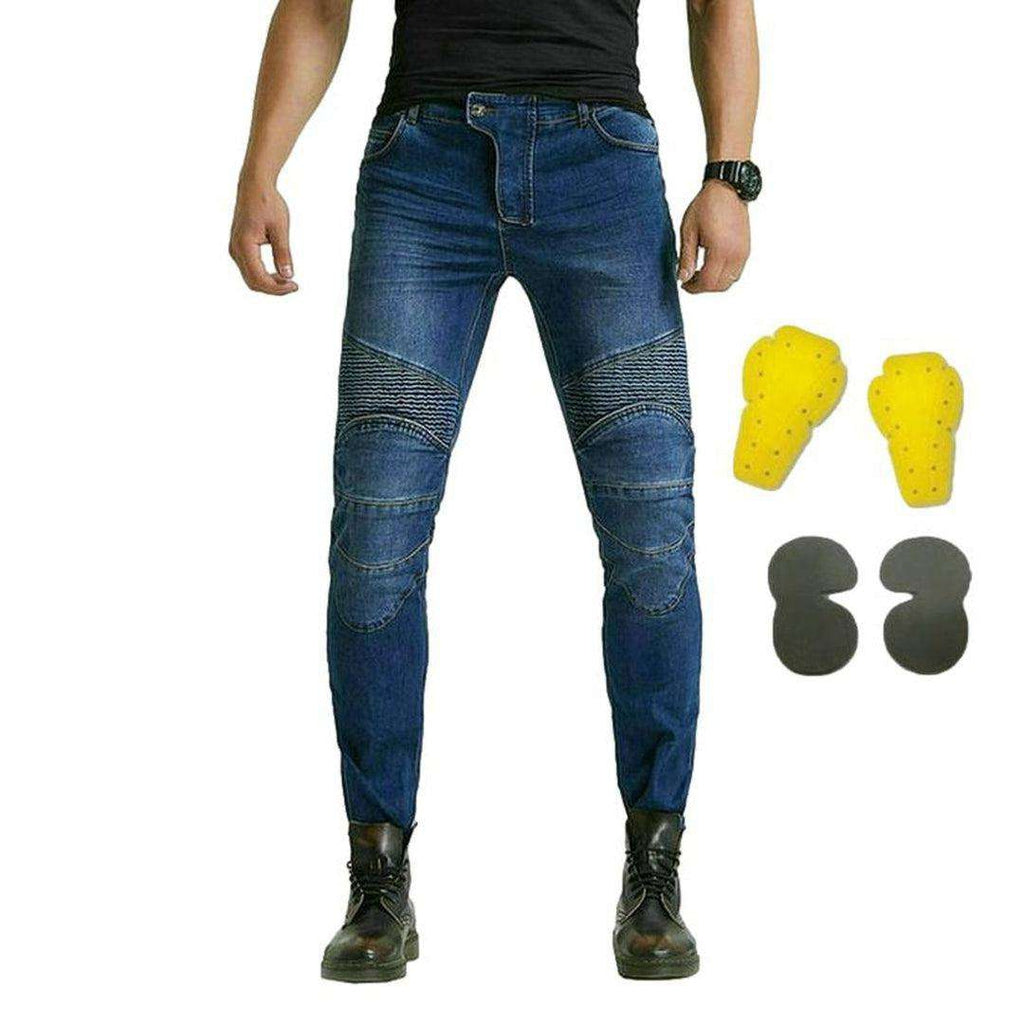 Contrast stitching men biker jeans