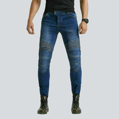 Contrast stitching men biker jeans