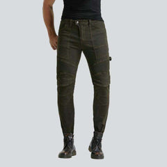 Contrast stitching men moto jeans