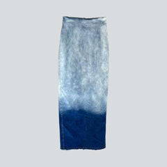 Contrast wash pencil denim skirt