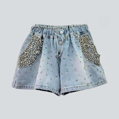 Crystal rhinestone women denim shorts